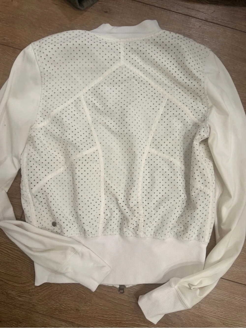 Zella White Perforated Bomber Jacket